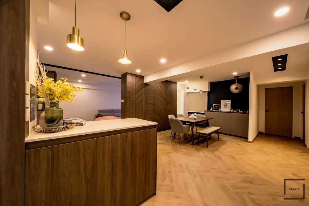 Scandinavian Living Room with Vinyl Flooring and TV