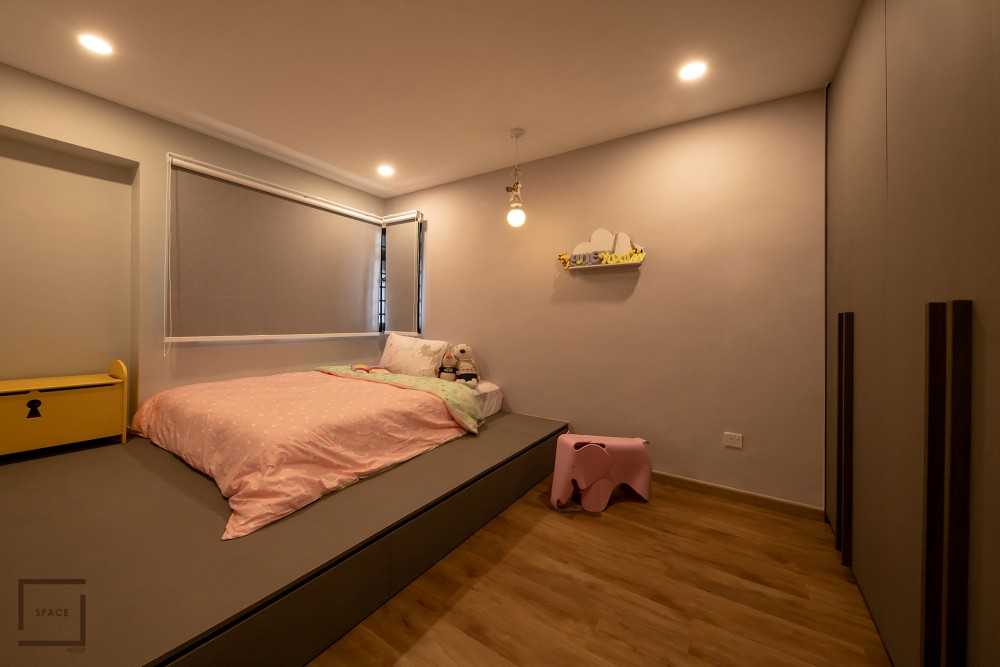 Scandinavian Kids Room with Platform Bed and Toys