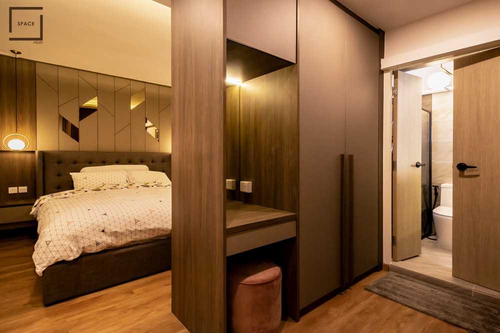 Scandinavian Bedroom with Vinyl Flooring and Cove Lighting