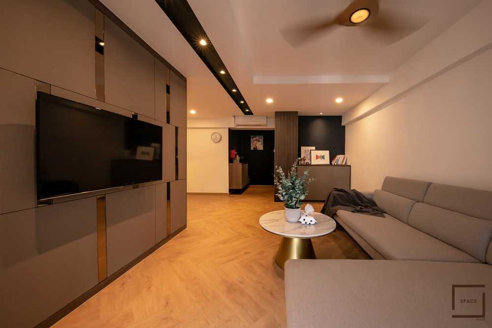Scandinavian Living Room with TV Console and Sofa
