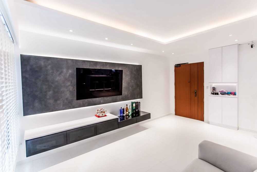 Modern Living Room with TV Console and Feature Wall