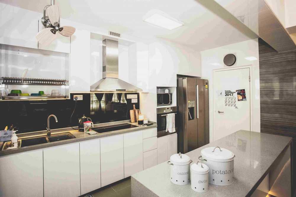 Country Kitchen with Kitchen Island and Propeller Fan