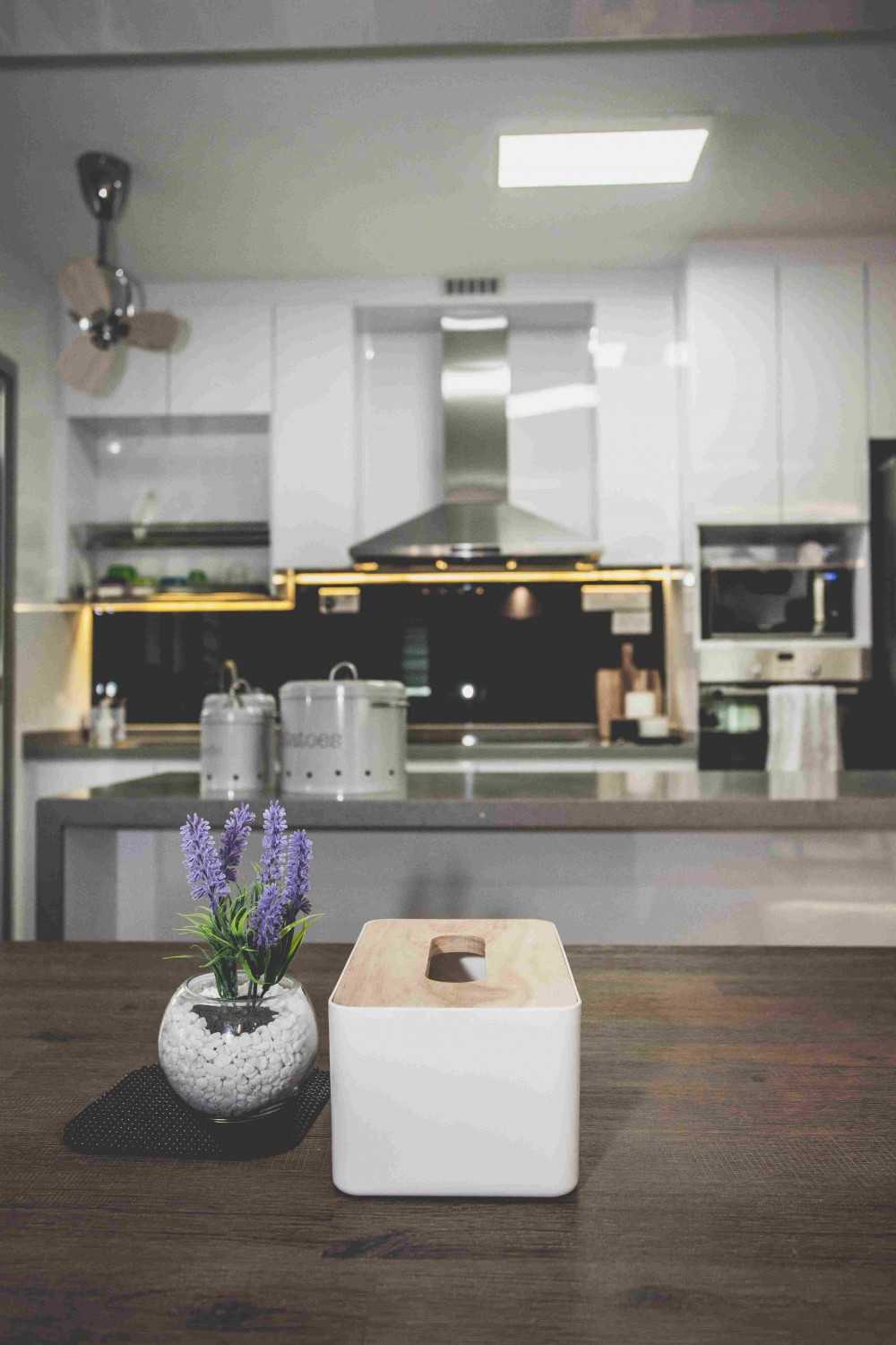 Country Kitchen with Kitchen Island and Propeller Fan