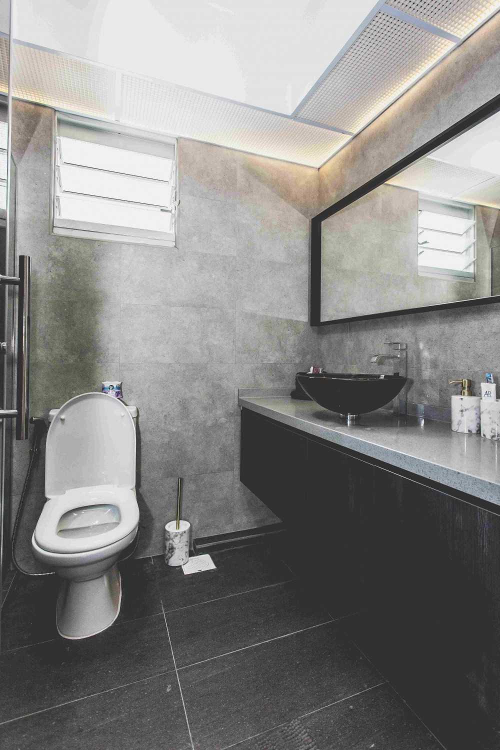 Country Bathroom with Countertop and Feature Wall