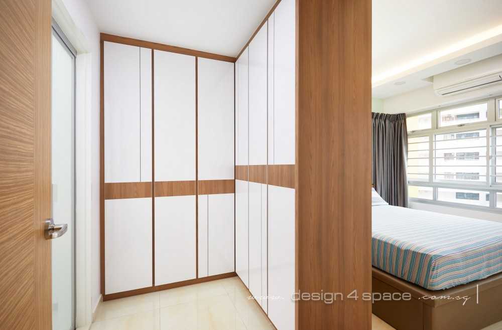 Contemporary Bedroom with Wood Flooring and Wardrobe