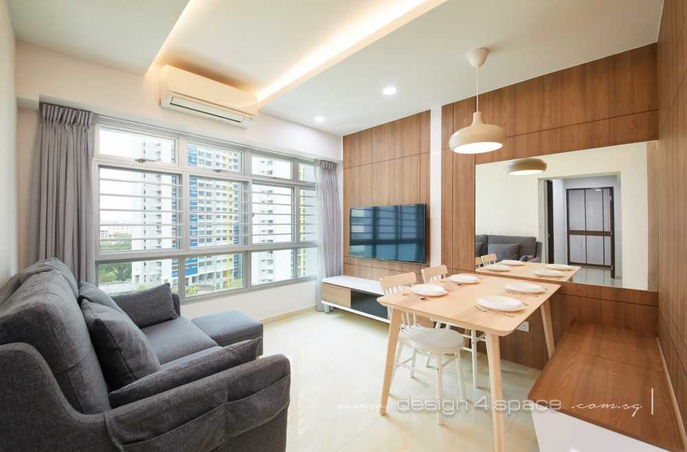 Contemporary Living Room with TV Console and Feature Wall