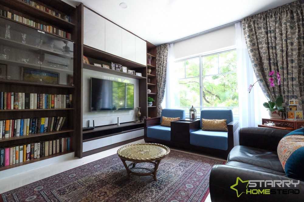 Modern Living Room with Bookshelf and TV Console