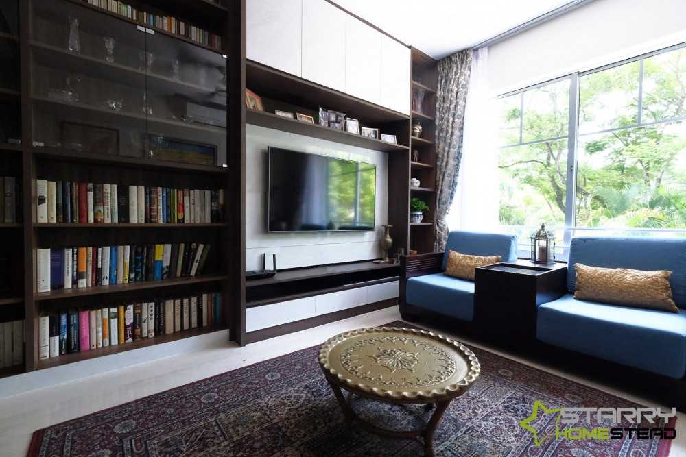 Modern Living Room with Bookshelf and TV Console