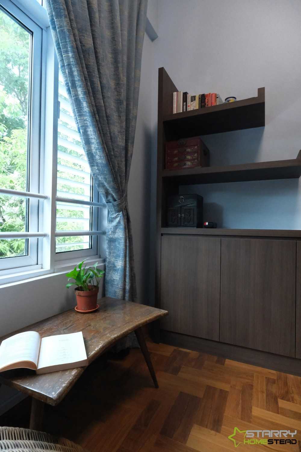 Modern Study with Storage Cabinets and Flooring