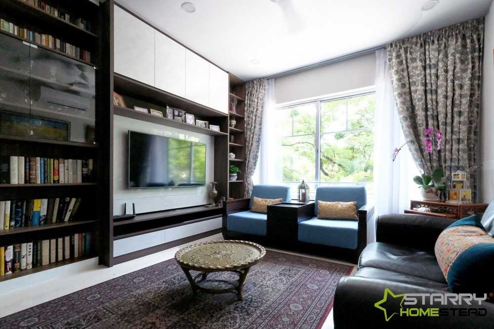 Modern Living Room with Bookshelf and TV Console
