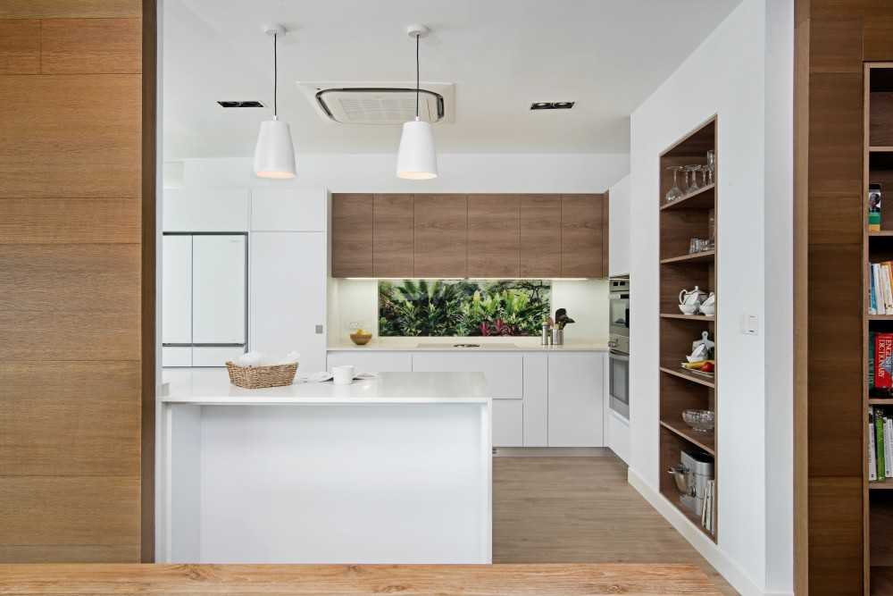 Contemporary Kitchen with Countertop and Homogeneous Tiles