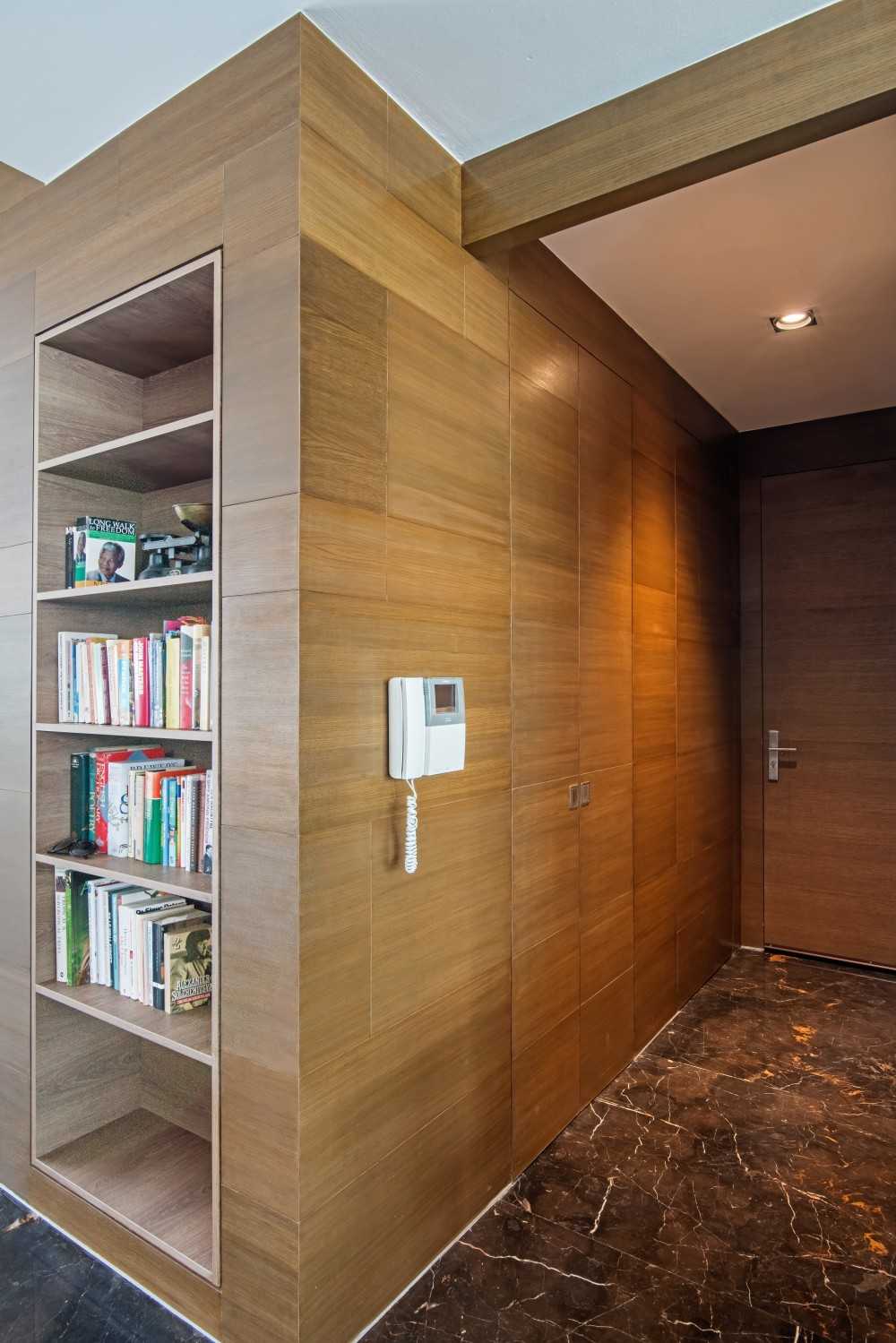 Contemporary Entryway with Bookshelf and Shoe Rack