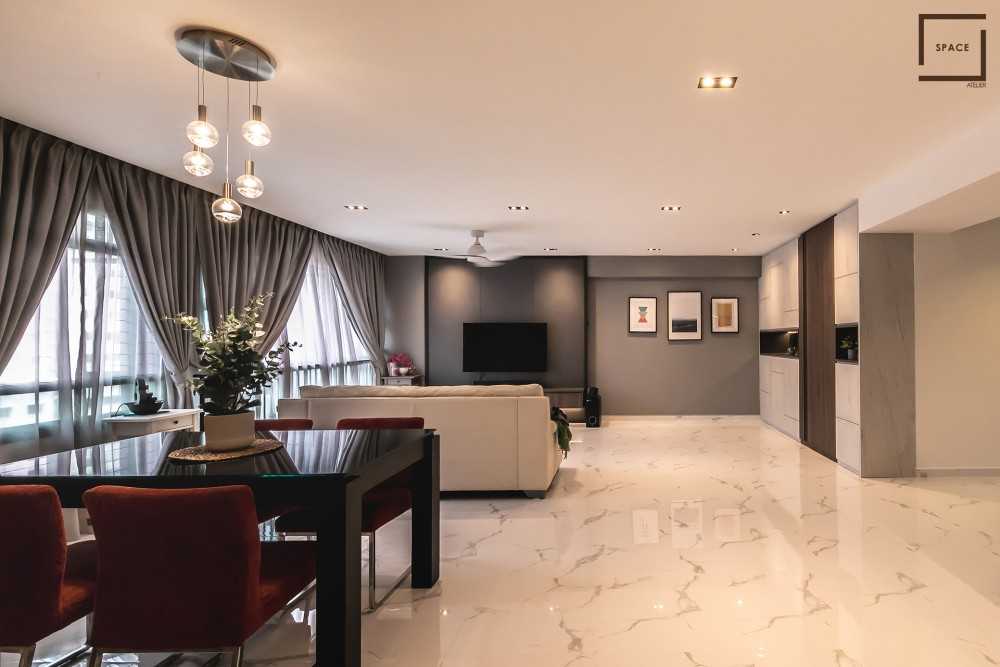 Contemporary Living Room with TV Console and Sofa