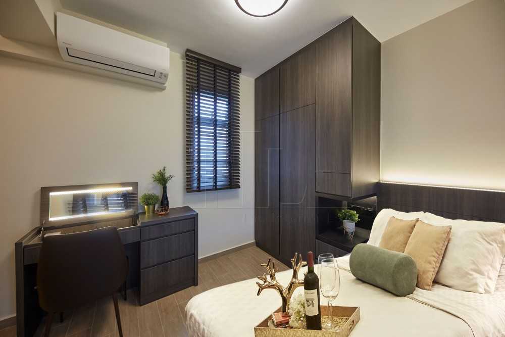 Modern Bedroom with Built-in Bed and Vanity Counter