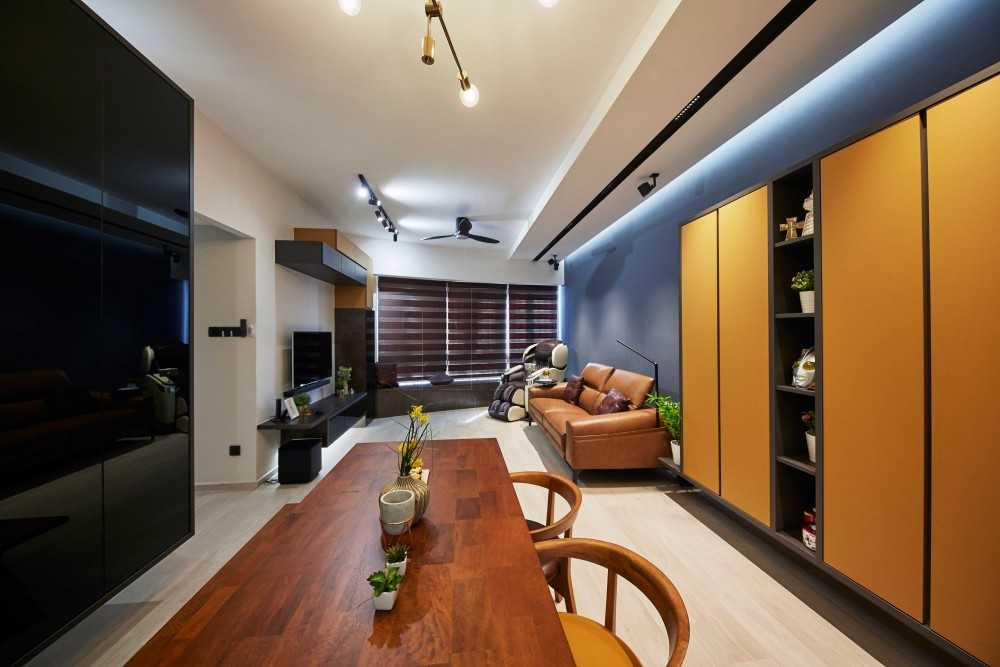 Modern Living Room with Vinyl Flooring and TV Console