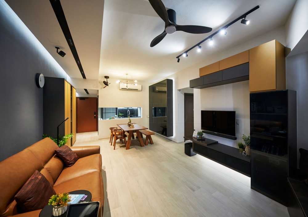 Modern Living Room with TV Console and Feature Wall