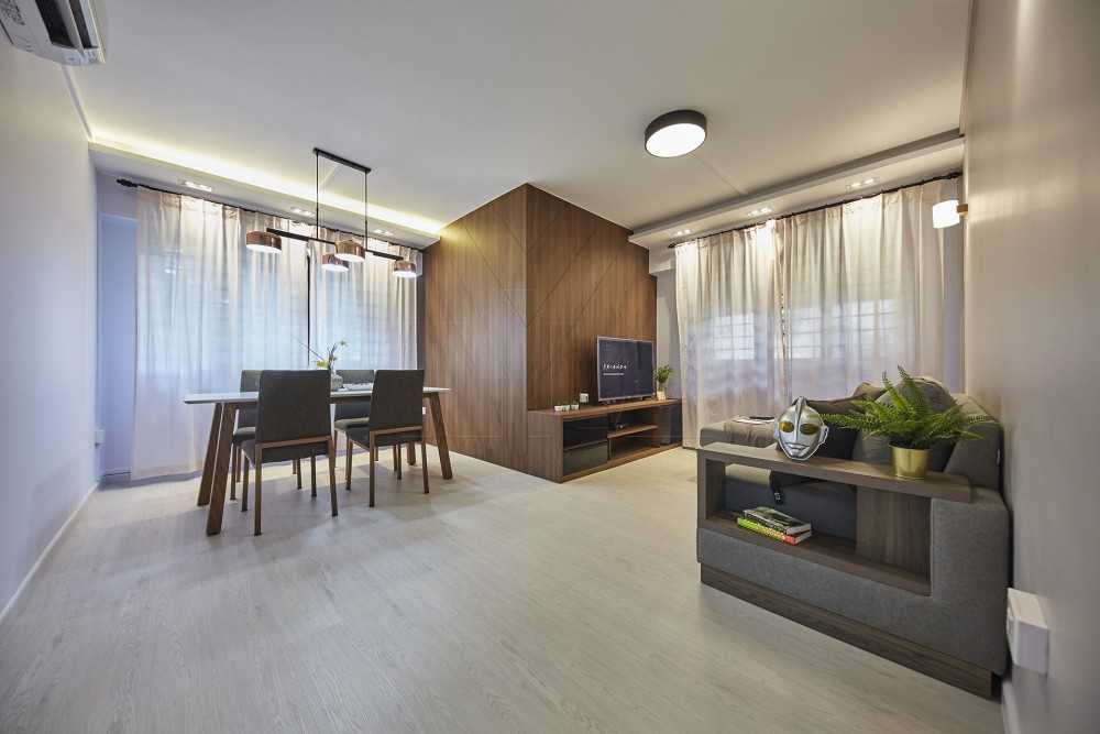 Transitional Living Room with TV Console and Sofa