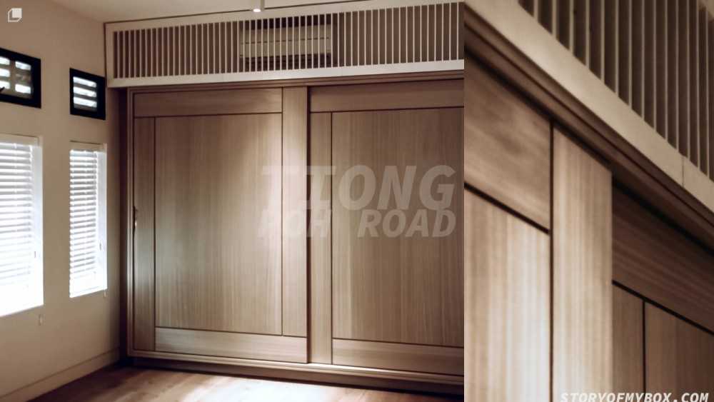 Minimalist Bedroom with Wood Flooring and Wardrobe