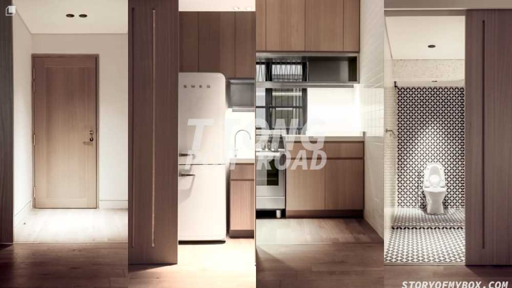 Minimalist Kitchen with Mosaic and Open Kitchen