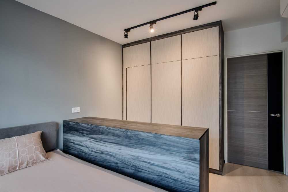 Contemporary Bedroom with Platform Bed and Wardrobe