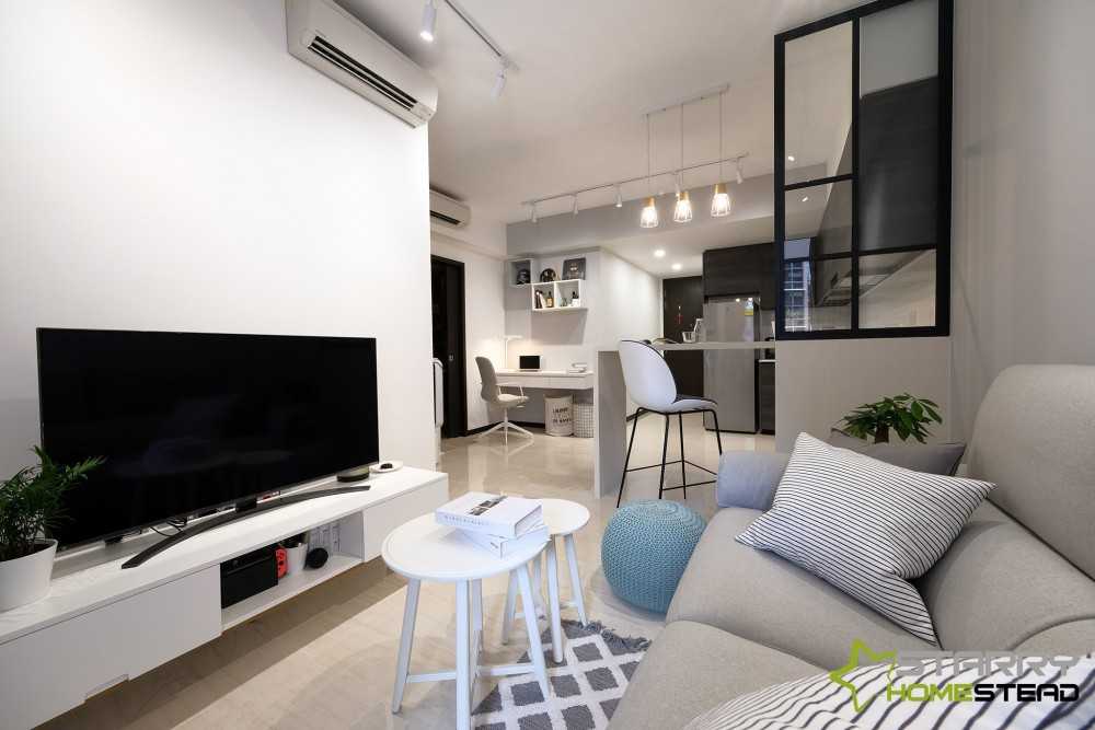 Minimalist Living Room with Vinyl Flooring and TV Console