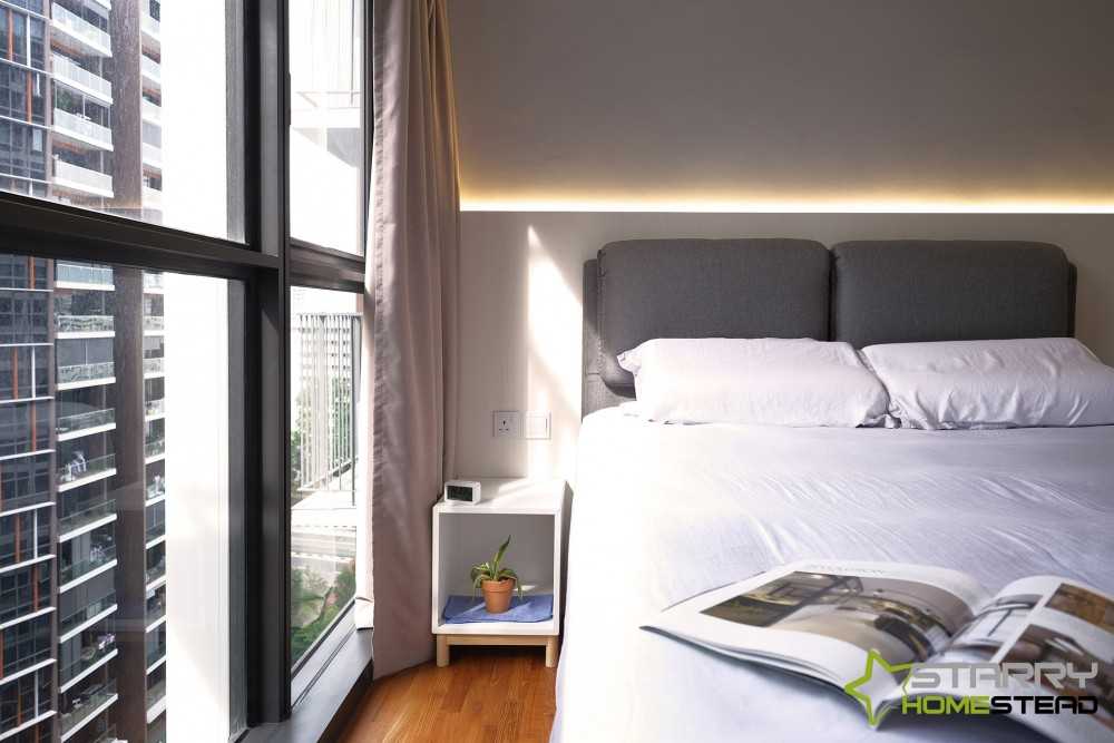 Minimalist Bedroom with Bedside Table and Bed