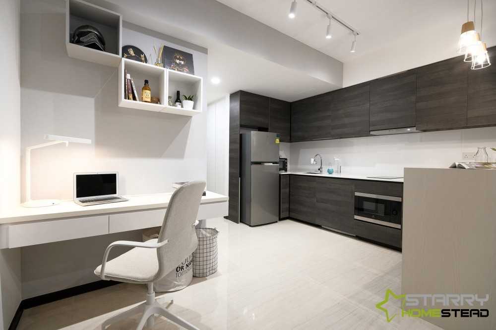 Minimalist Workstation with Desk and Desk Chairs