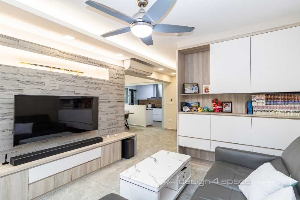 Contemporary Living Room with Vinyl Flooring and TV Console