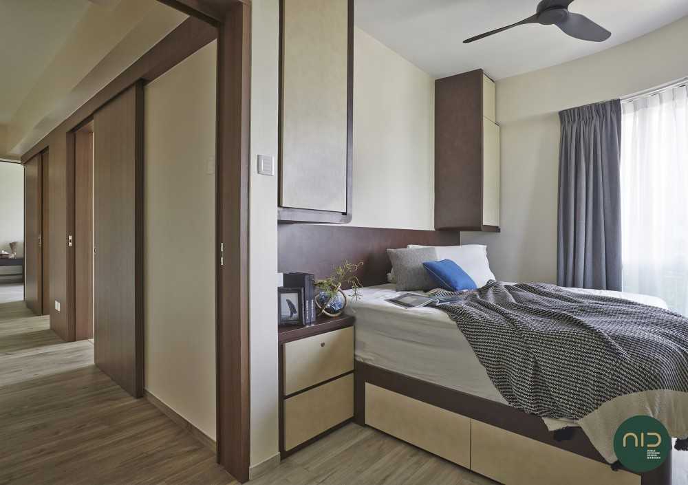 Scandinavian Bedroom with Vinyl Flooring and Bedside Table