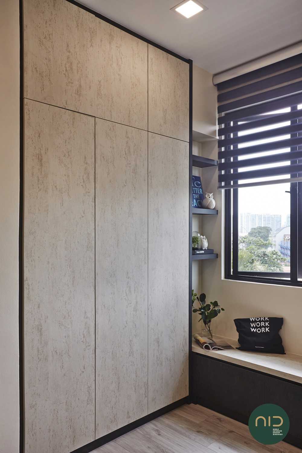 Scandinavian Study with Vinyl Flooring and Bay Window
