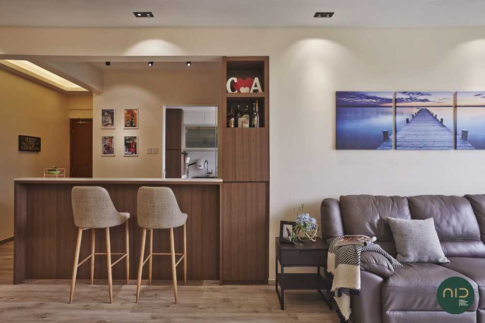 Scandinavian Home Bar with Vinyl Flooring and Bar Counter