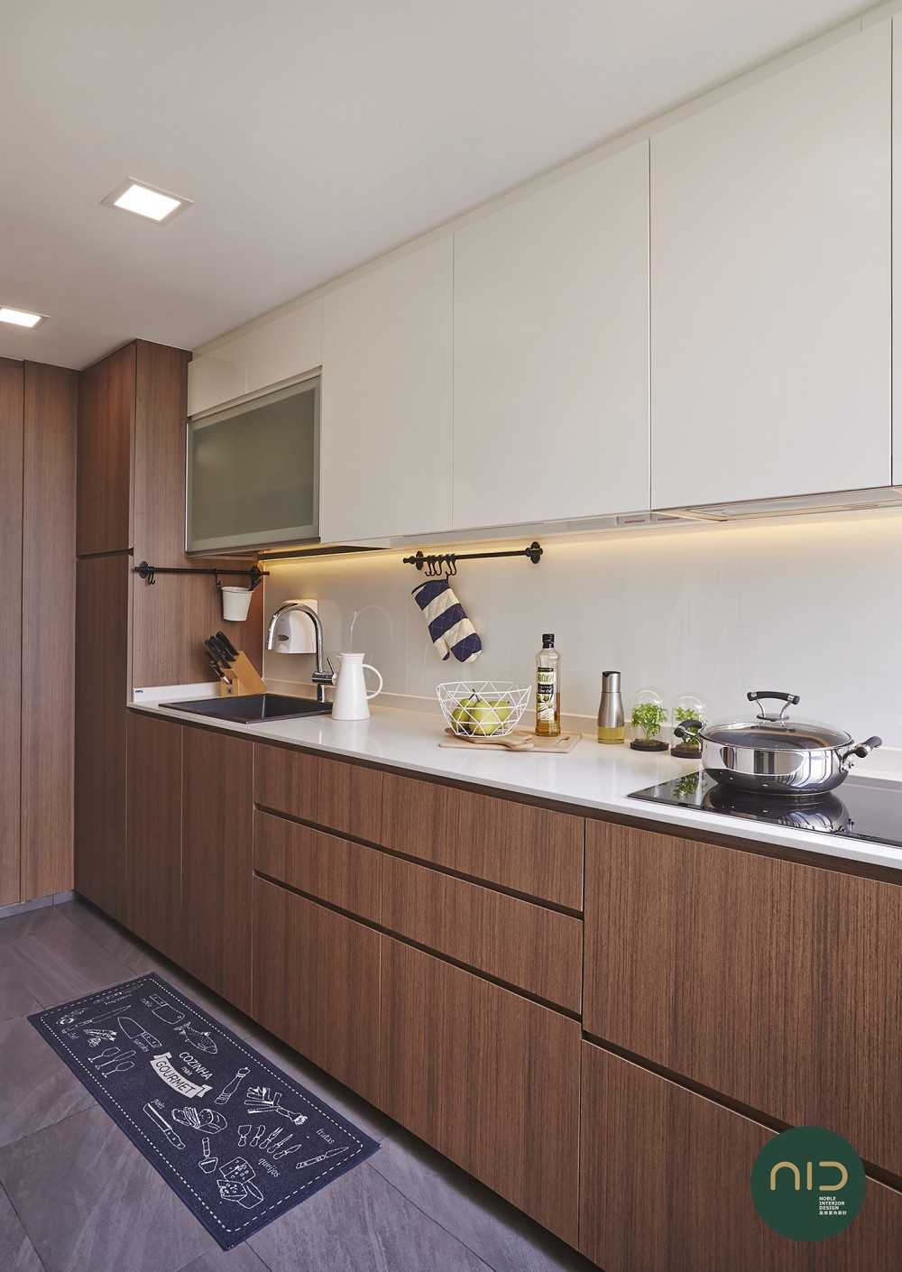 Scandinavian Kitchen with Countertop and Homogeneous Tiles