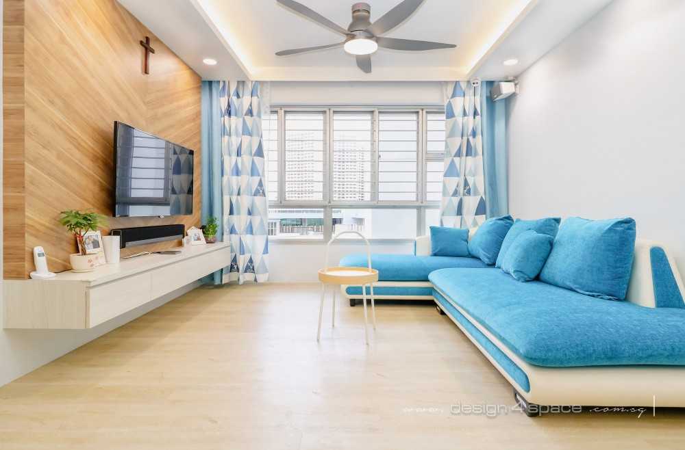 Scandinavian Living Room with TV Console and Feature Wall