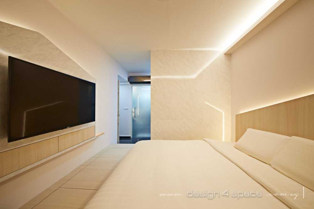 Modern Bedroom with Platform Bed and Cove Lighting