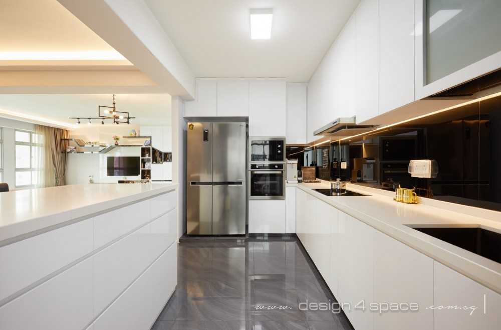 Modern Kitchen with Wood Flooring and Kitchen Window