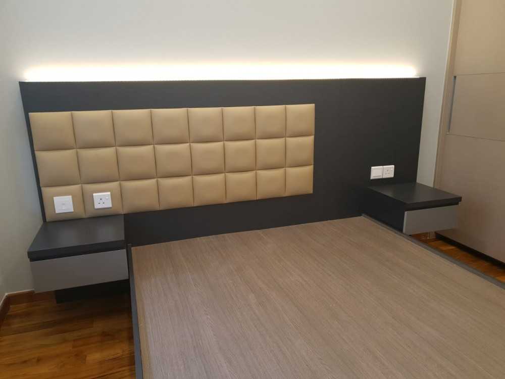 Modern Bedroom with Parquet Floor and Wardrobe