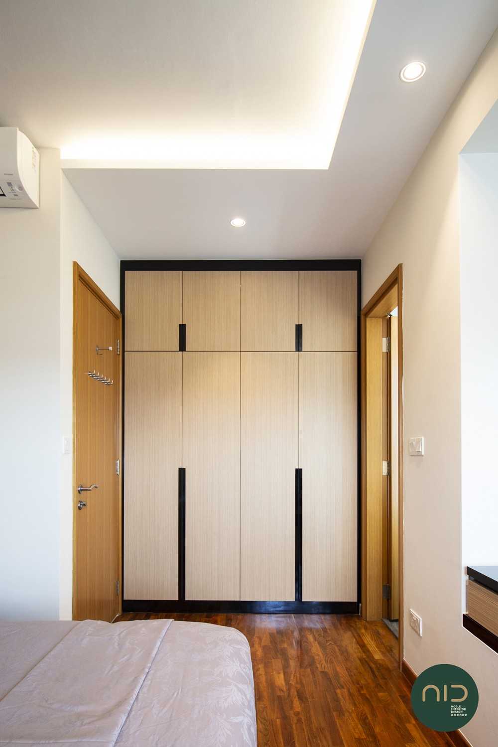 Modern Bedroom with Parquet Floor and Cove Lighting