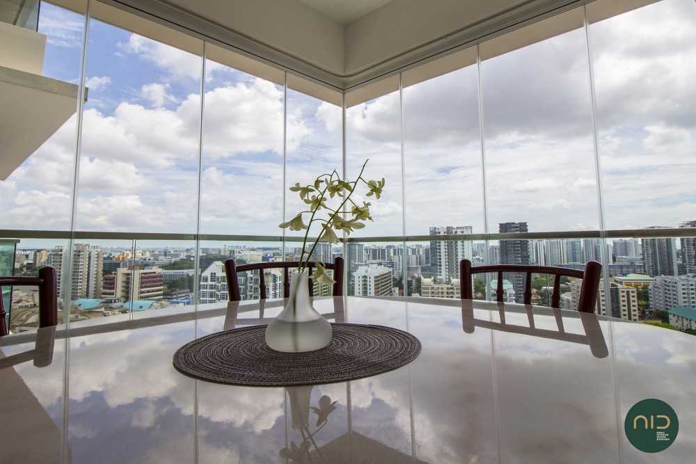 Modern Balcony with Dining Table and Dining Chairs