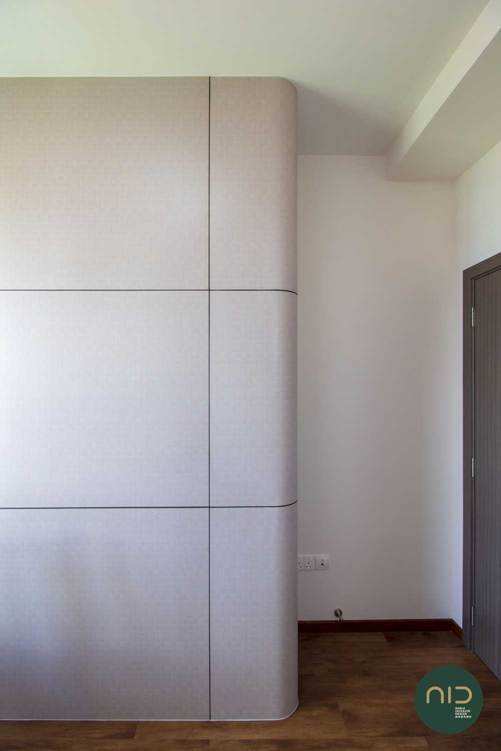 Modern Gaming Room with Parquet Floor and Paintings