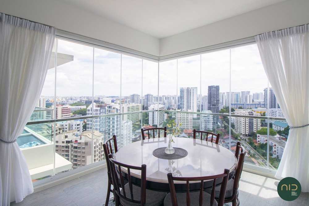 Modern Balcony with Dining Table and Dining Chairs