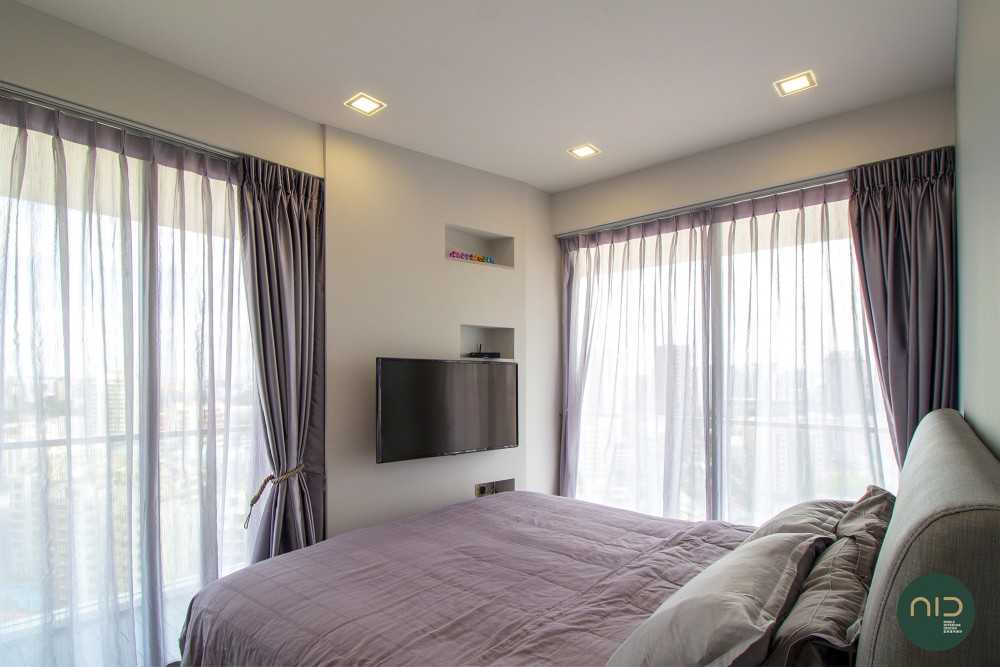 Modern Bedroom with Curtain and Paintings
