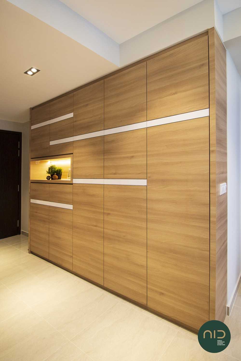 Modern Foyer with Downlights and Storage Cabinets