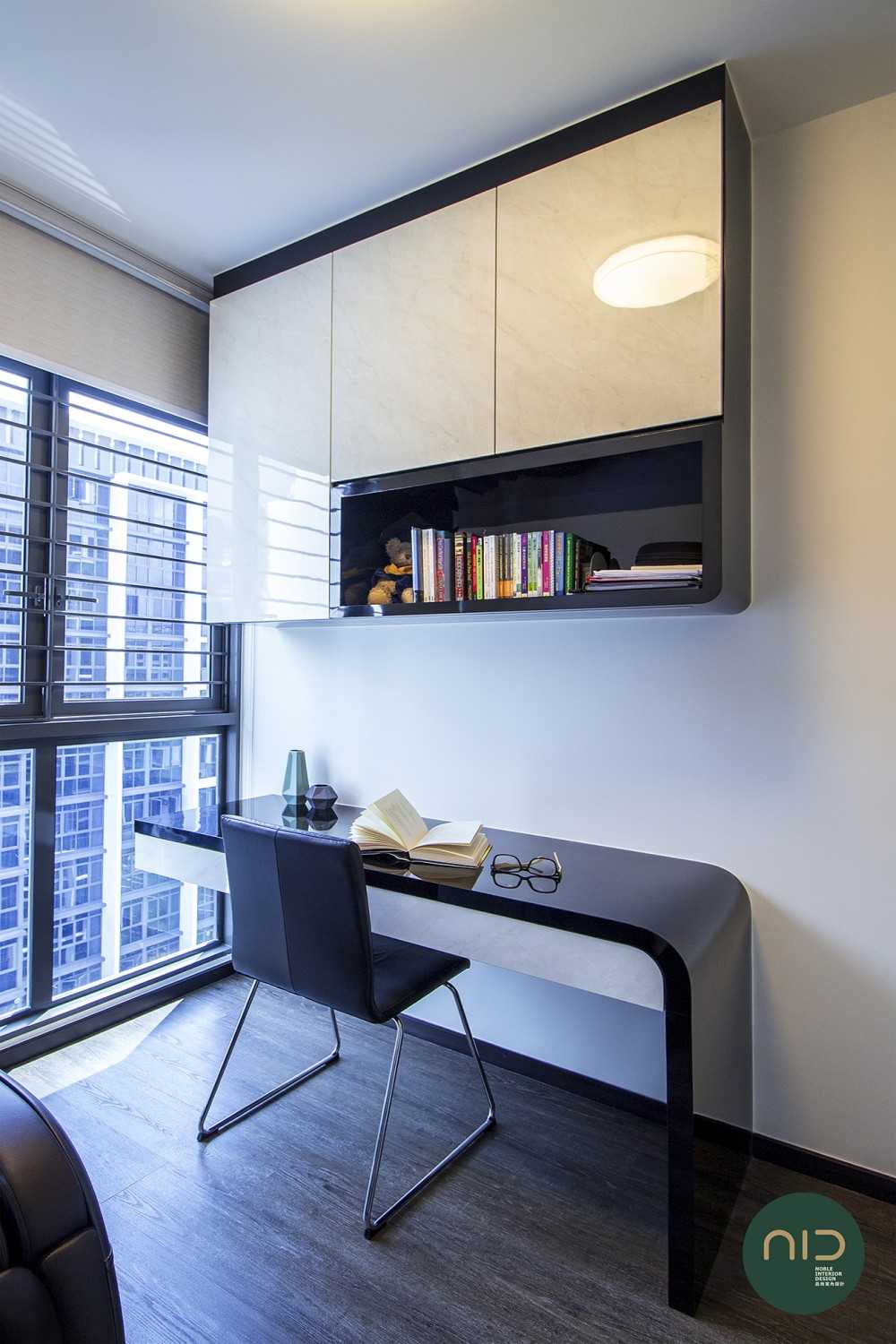 Modern Study with Vinyl Flooring and Roller Blinds
