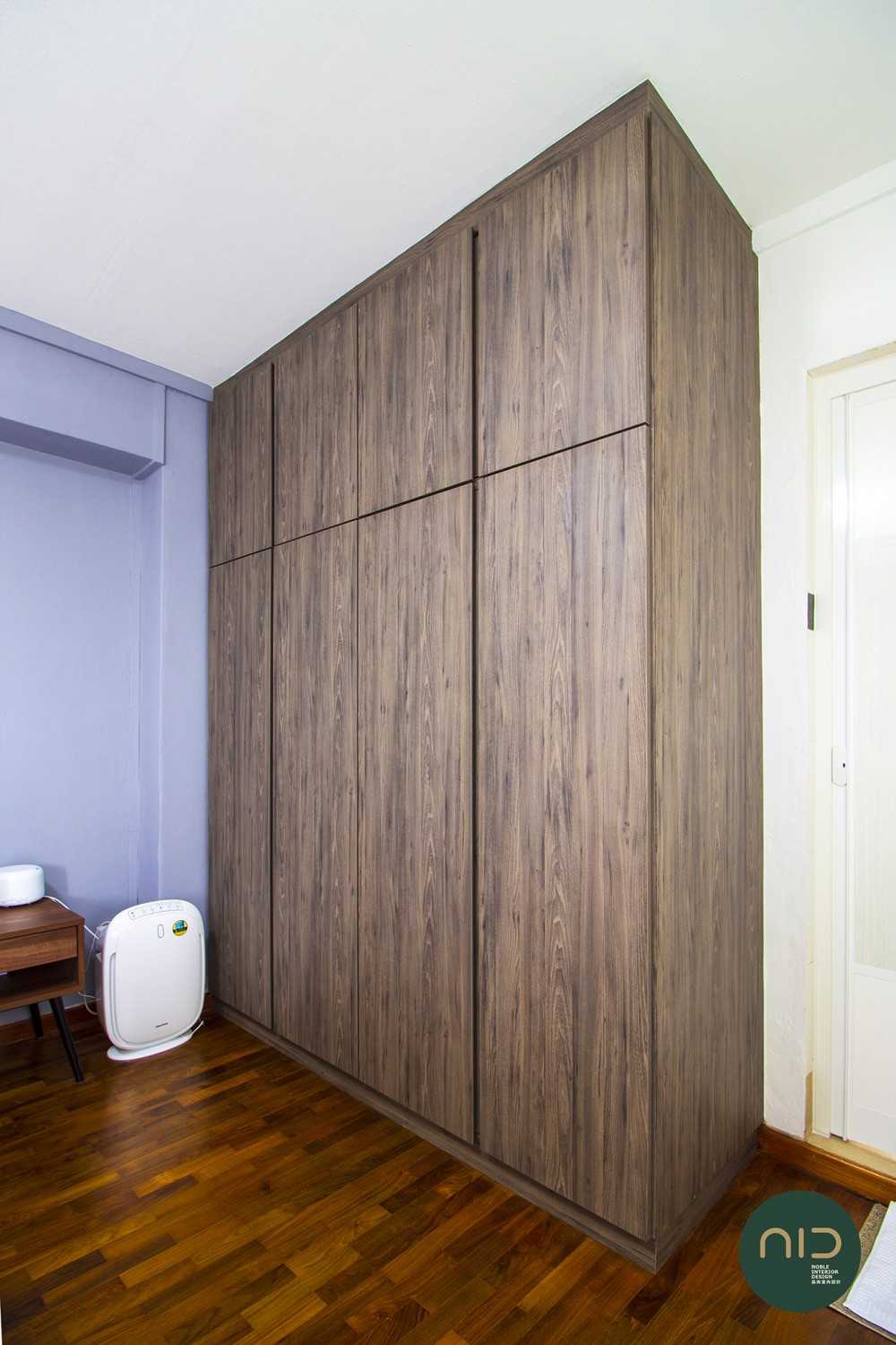 Transitional Bedroom with Parquet Floor and Wardrobe