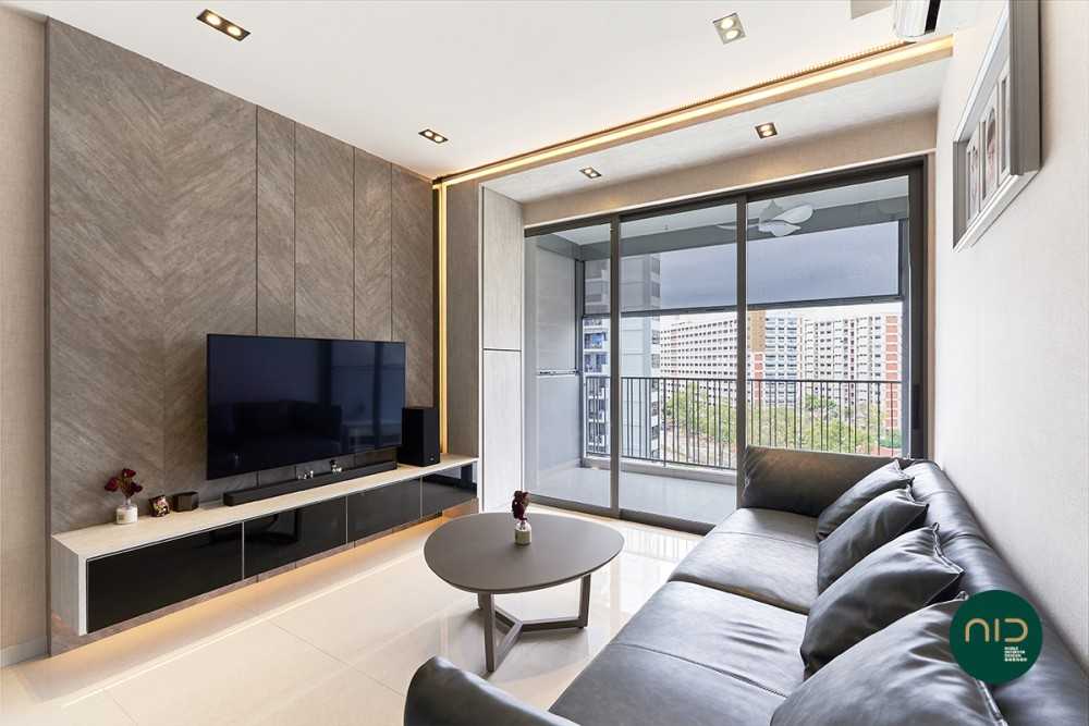 Modern Living Room with TV Console and Cove Lighting