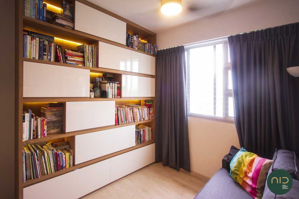 Scandinavian Study with Bookshelf and Storage Cabinets