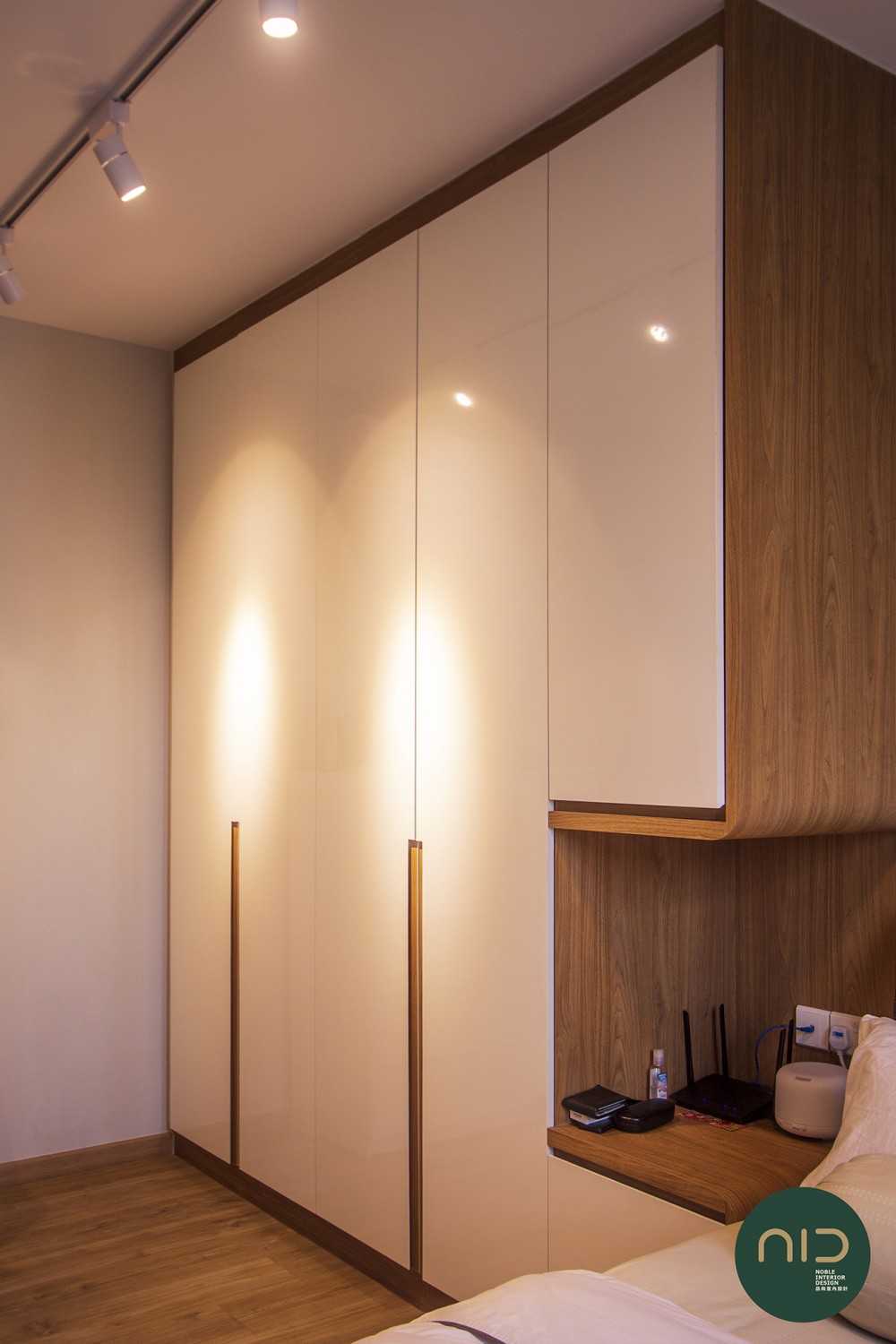 Scandinavian Bedroom with Vinyl Flooring and Wardrobe