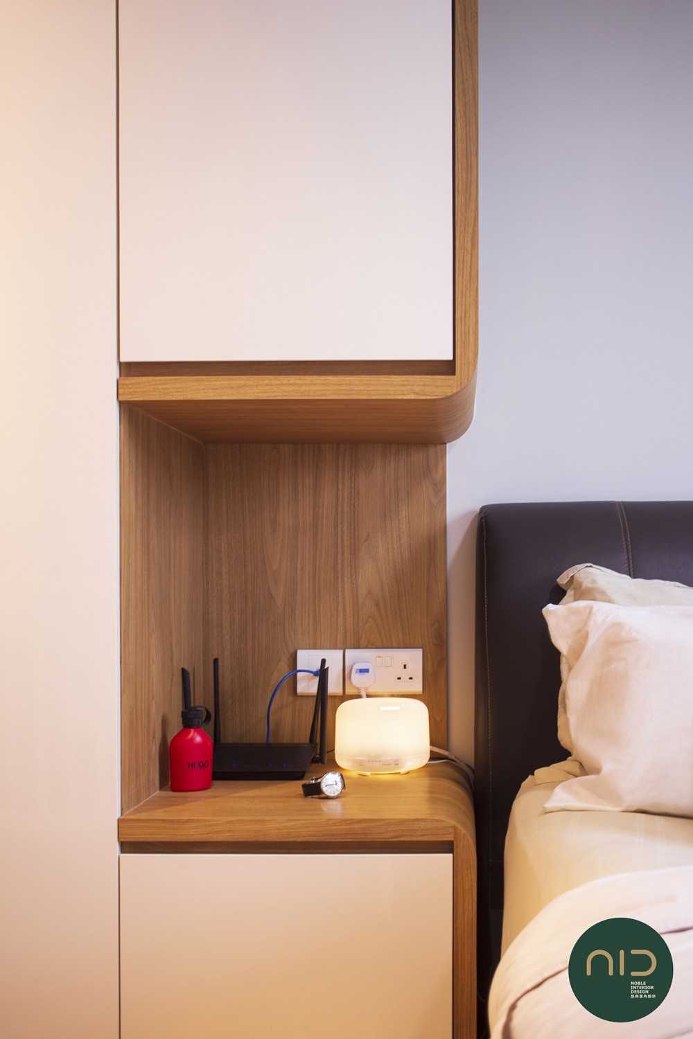 Scandinavian Bedroom with Wardrobe and Bedside Table