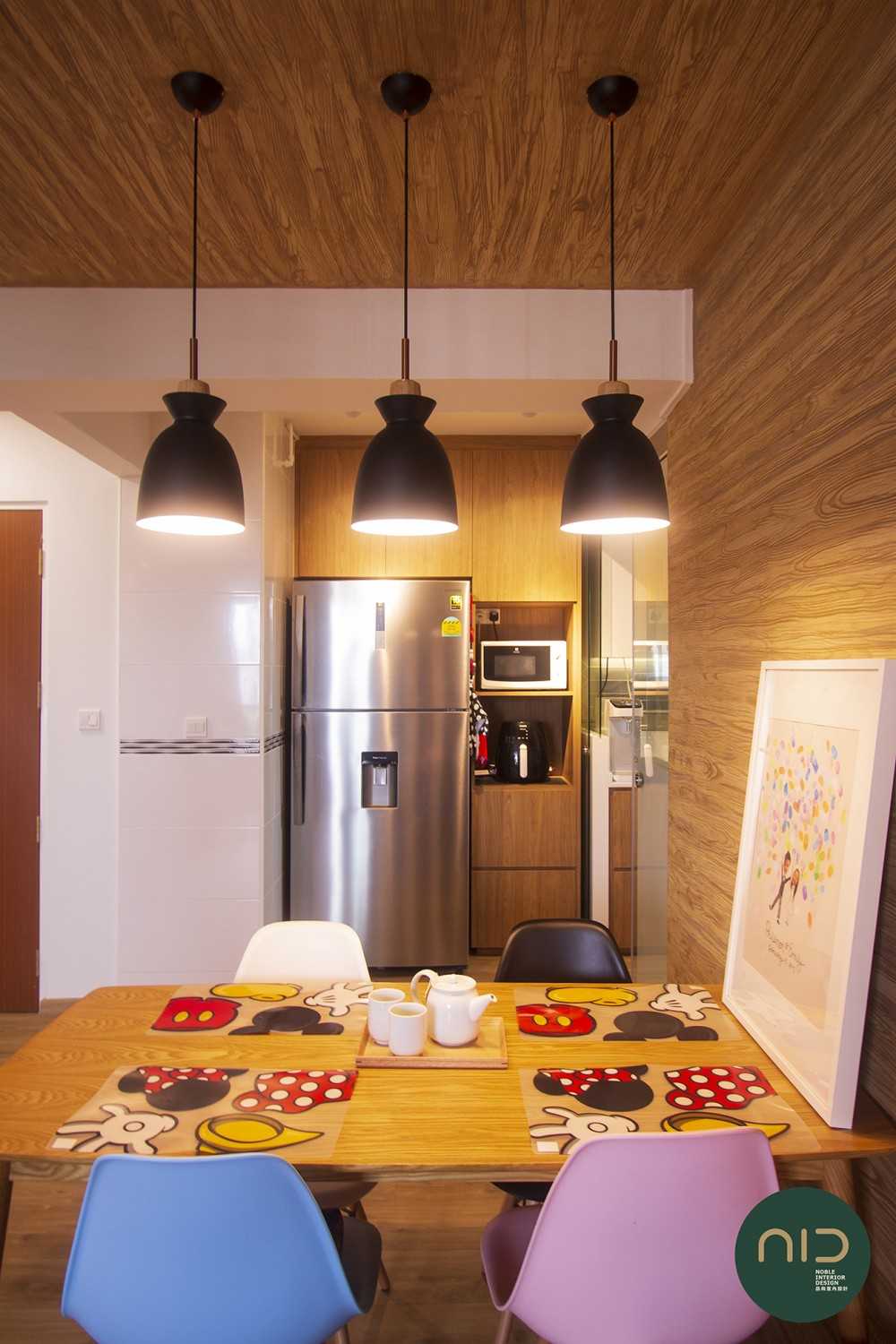 Scandinavian Dining Room with Feature Wall and Storage Cabinets