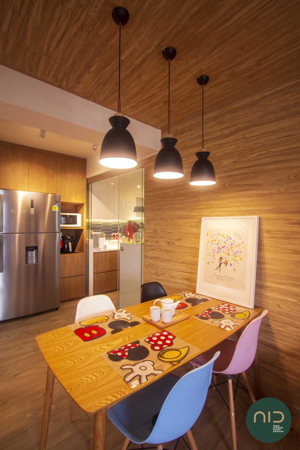 Scandinavian Dining Room with Feature Wall and Storage Cabinets